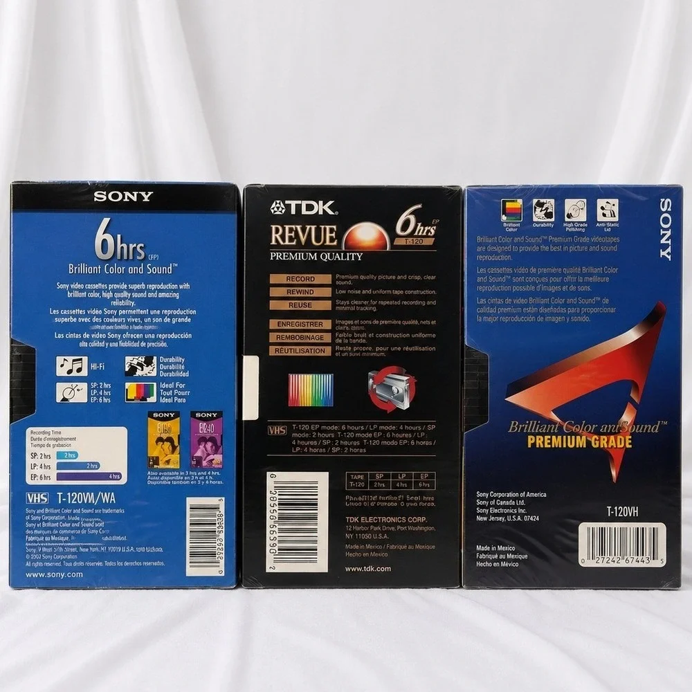 Sealed Blank VHS Tapes Lot Sony TDK T120 6 Hour‎ Vintage NOS